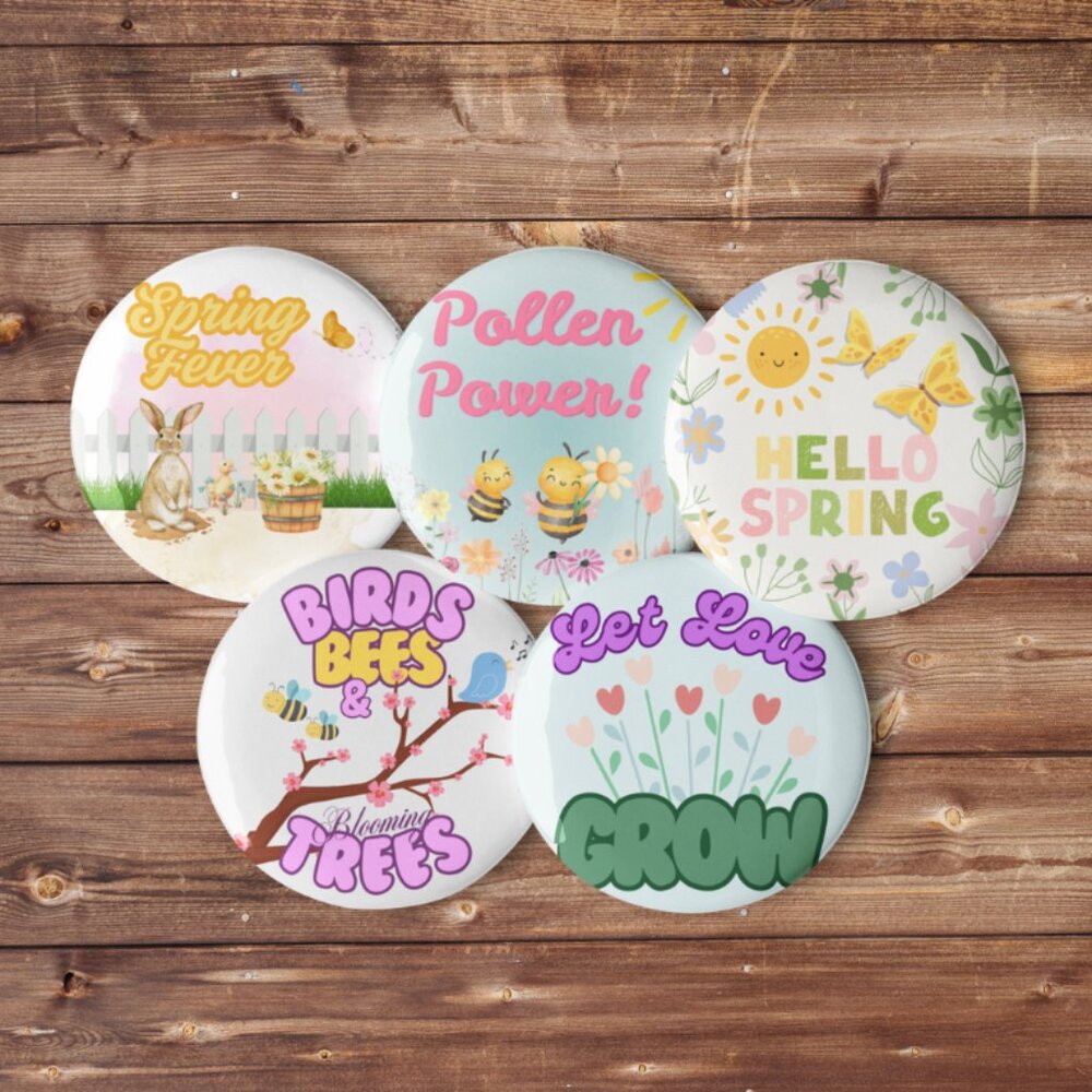 2.25" Springtime Buttons! (5)